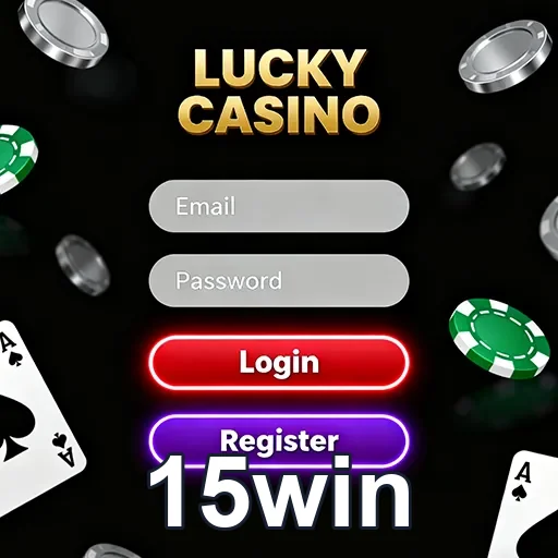 Tela de celular com login no cassino 15win, acessando conta rapidamente