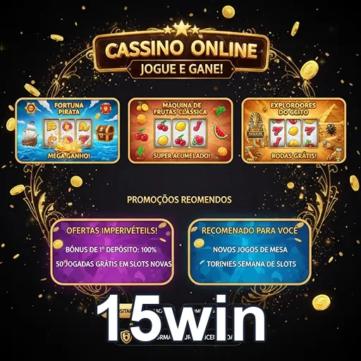 Tela de acesso fácil ao casino, jogos live e slots 15win