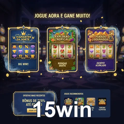 Imagem de diferentes jogos de casinós e jogos de slots na 15win mobile